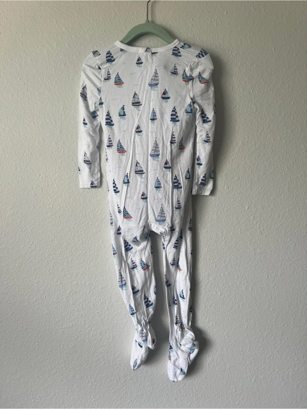 Angel Dear Sailboat Print Bamboo Sleeper with Feet in Size 18-24mo